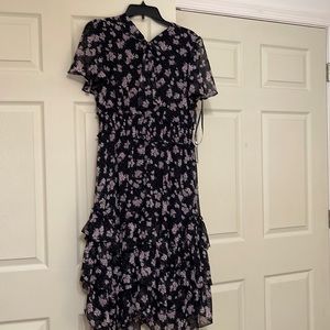 Flower Dress with bow tie and elastic waist